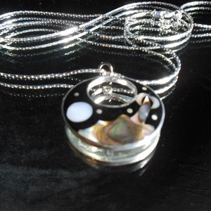 Celestial Silver and Abalone Necklace - 22" Chain